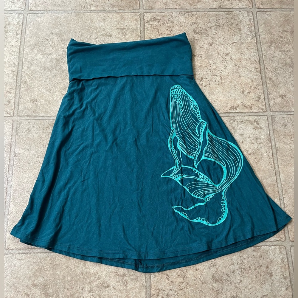 Octopus Ink - Alaska Teal Whale Print Women's Skirt size small